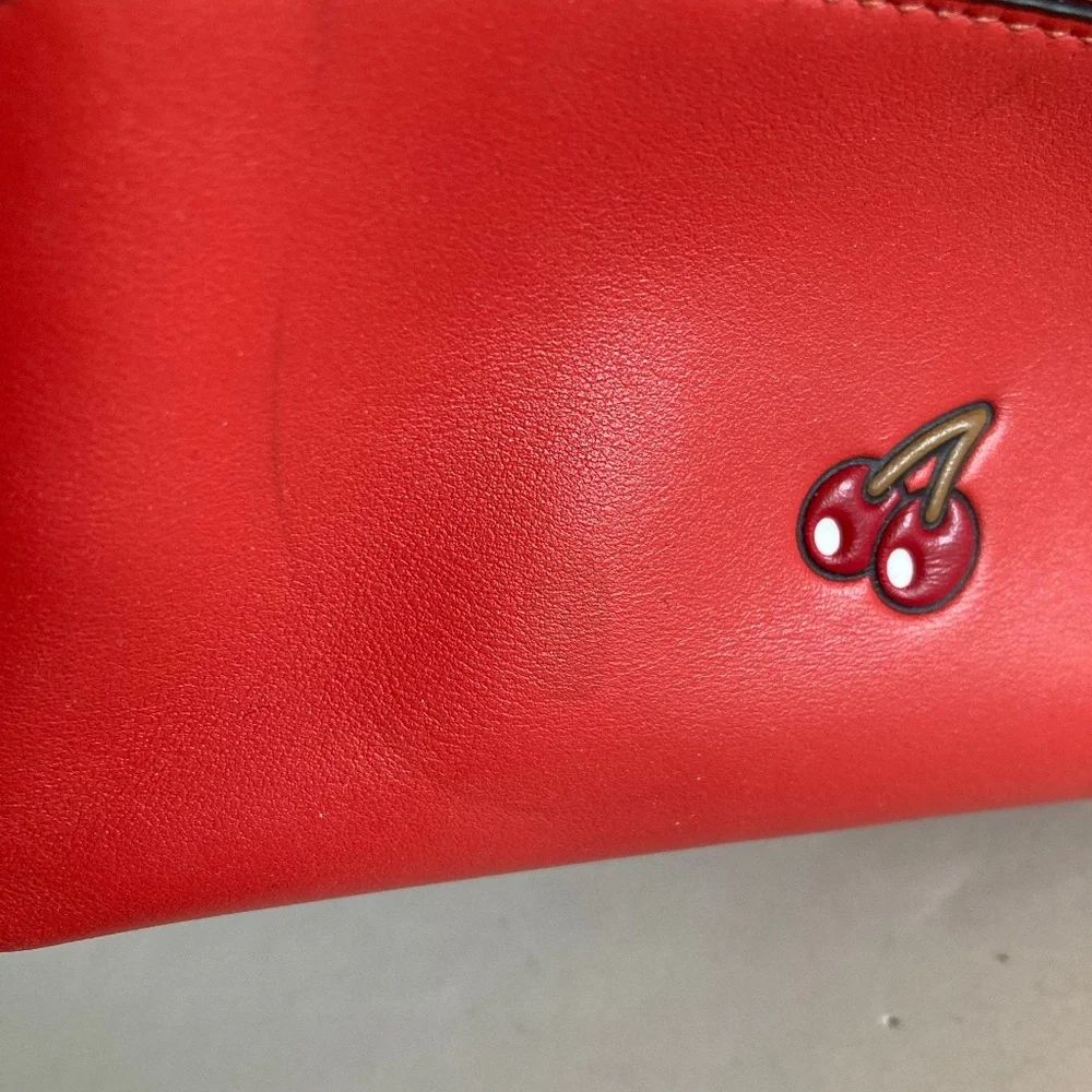 Coach Pac-Man Limited Edition Cosmetic Case Red Leather Cherries F56712 AS IS